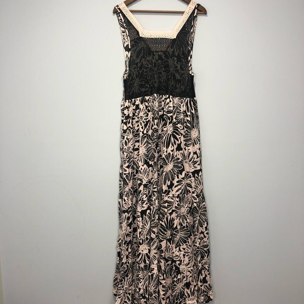 Free People X Intimately Tiers For You Sleeveless Floral Maxi Dress Black Pink M - Picture 4 of 9